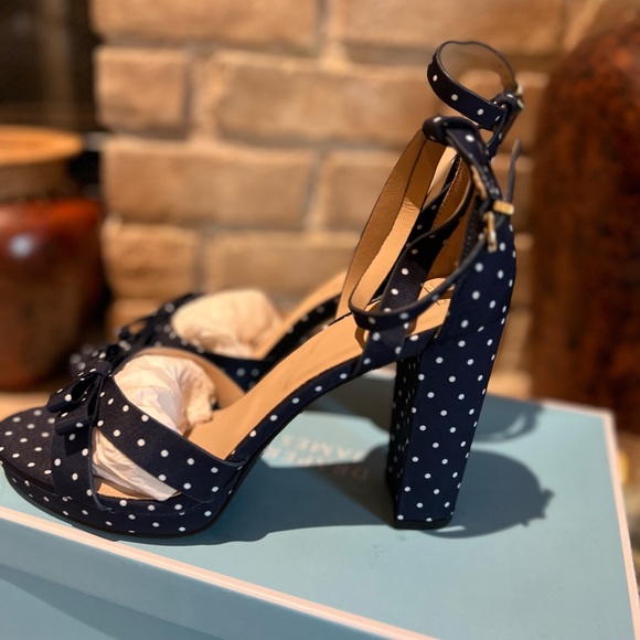 Draper James RSVP Averie, open toe heels/sandals, 3.75" heel, navy&white new - Picture 5 of 11